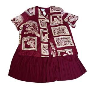 Kari's Corner Skirt Suit Size 32 WP Burgundy Jacket Two Piece Vintage NWT
